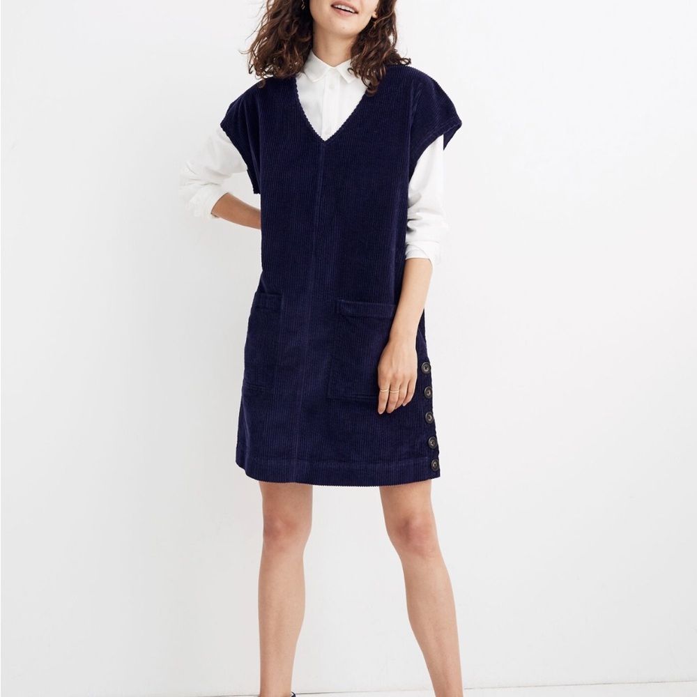 Madewell Navy Mini Corduroy Dress